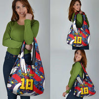 Custom Japan Football Grocery Bag Seigaiha and Brush Style