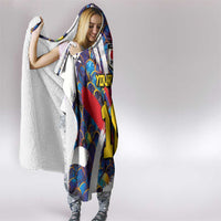 Custom Japan Football Hooded Blanket Seigaiha and Brush Style