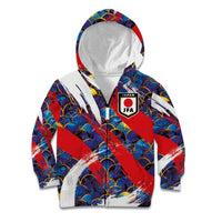 Custom Japan Football Kid Hoodie Seigaiha and Brush Style
