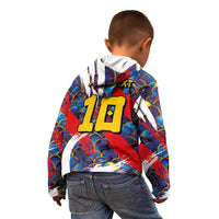 Custom Japan Football Kid Hoodie Seigaiha and Brush Style