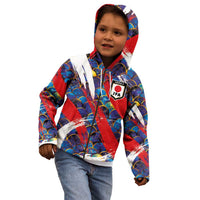 Custom Japan Football Kid Hoodie Seigaiha and Brush Style