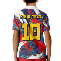 Custom Japan Football Kid Polo Shirt Seigaiha and Brush Style
