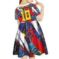 Custom Japan Football Kid Short Sleeve Dress Seigaiha and Brush Style
