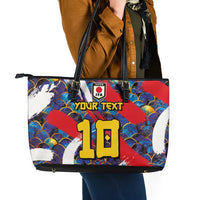 Custom Japan Football Leather Tote Bag Seigaiha and Brush Style