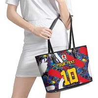 Custom Japan Football Leather Tote Bag Seigaiha and Brush Style