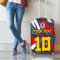 Custom Japan Football Luggage Cover Seigaiha and Brush Style