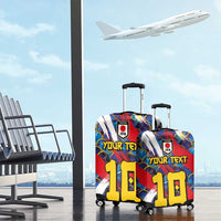 Custom Japan Football Luggage Cover Seigaiha and Brush Style