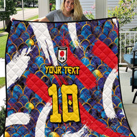 Custom Japan Football Quilt Seigaiha and Brush Style