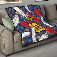 Custom Japan Football Quilt Seigaiha and Brush Style