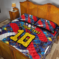 Custom Japan Football Quilt Bed Set Seigaiha and Brush Style