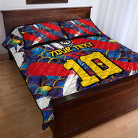 Custom Japan Football Quilt Bed Set Seigaiha and Brush Style