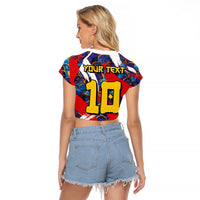 Custom Japan Football Raglan Cropped T Shirt Seigaiha and Brush Style