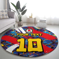 Custom Japan Football Round Carpet Seigaiha and Brush Style
