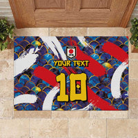 Custom Japan Football Rubber Doormat Seigaiha and Brush Style