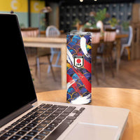 Custom Japan Football Skinny Tumbler Seigaiha and Brush Style