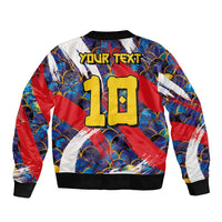 Custom Japan Football Sleeve Zip Bomber Jacket Seigaiha and Brush Style