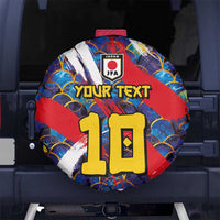 Custom Japan Football Spare Tire Cover Seigaiha and Brush Style