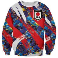 Custom Japan Football Sweatshirt Seigaiha and Brush Style
