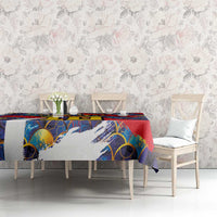 Custom Japan Football Tablecloth Seigaiha and Brush Style