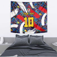 Custom Japan Football Tapestry Seigaiha and Brush Style