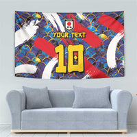 Custom Japan Football Tapestry Seigaiha and Brush Style