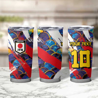Custom Japan Football Tumbler Cup Seigaiha and Brush Style