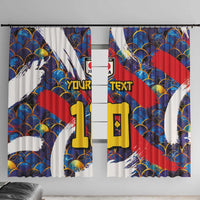 Custom Japan Football Window Curtain Seigaiha and Brush Style