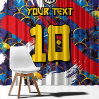 Custom Japan Football Window Curtain Seigaiha and Brush Style