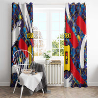 Custom Japan Football Window Curtain Seigaiha and Brush Style