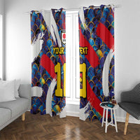 Custom Japan Football Window Curtain Seigaiha and Brush Style