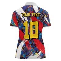 Custom Japan Football Women Polo Shirt Seigaiha and Brush Style