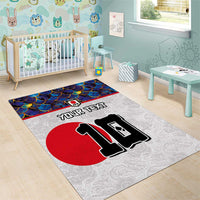 Custom Japan Football Area Rug Seigaiha and Sun