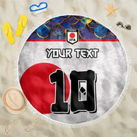 Custom Japan Football Beach Blanket Seigaiha and Sun