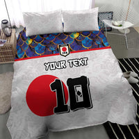 Custom Japan Football Bedding Set Seigaiha and Sun