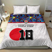 Custom Japan Football Bedding Set Seigaiha and Sun