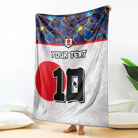 Custom Japan Football Blanket Seigaiha and Sun