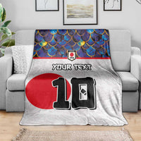 Custom Japan Football Blanket Seigaiha and Sun