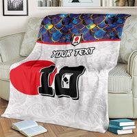 Custom Japan Football Blanket Seigaiha and Sun