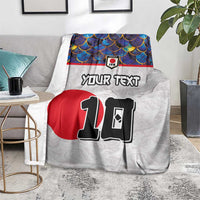 Custom Japan Football Blanket Seigaiha and Sun