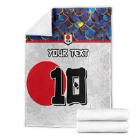 Custom Japan Football Blanket Seigaiha and Sun