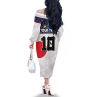 Custom Japan Football Family Matching Off The Shoulder Long Sleeve Dress and Hawaiian Shirt Seigaiha and Sun