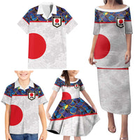 Custom Japan Football Family Matching Puletasi and Hawaiian Shirt Seigaiha and Sun