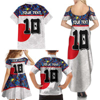 Custom Japan Football Family Matching Summer Maxi Dress and Hawaiian Shirt Seigaiha and Sun