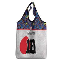 Custom Japan Football Grocery Bag Seigaiha and Sun