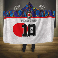 Custom Japan Football Hooded Blanket Seigaiha and Sun