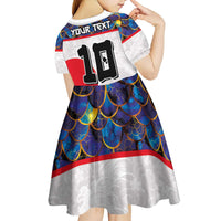 Custom Japan Football Kid Short Sleeve Dress Seigaiha and Sun