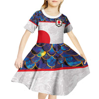 Custom Japan Football Kid Short Sleeve Dress Seigaiha and Sun