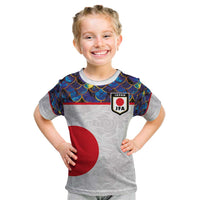 Custom Japan Football Kid T Shirt Seigaiha and Sun