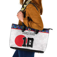 Custom Japan Football Leather Tote Bag Seigaiha and Sun