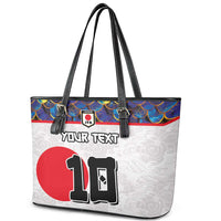 Custom Japan Football Leather Tote Bag Seigaiha and Sun
